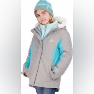 Girls Gerry 3-1 Systems Blue and Gray Ski Jacket & Beanie 7/8
